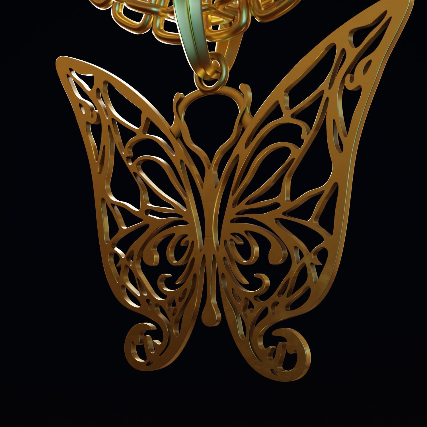 Butterfly Stylized Pendant Amulet Necklace Design 3D print model_5
