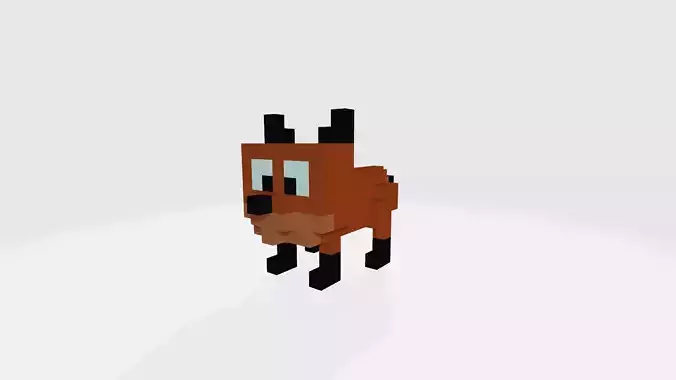 Voxel Fox Low-poly 3D model