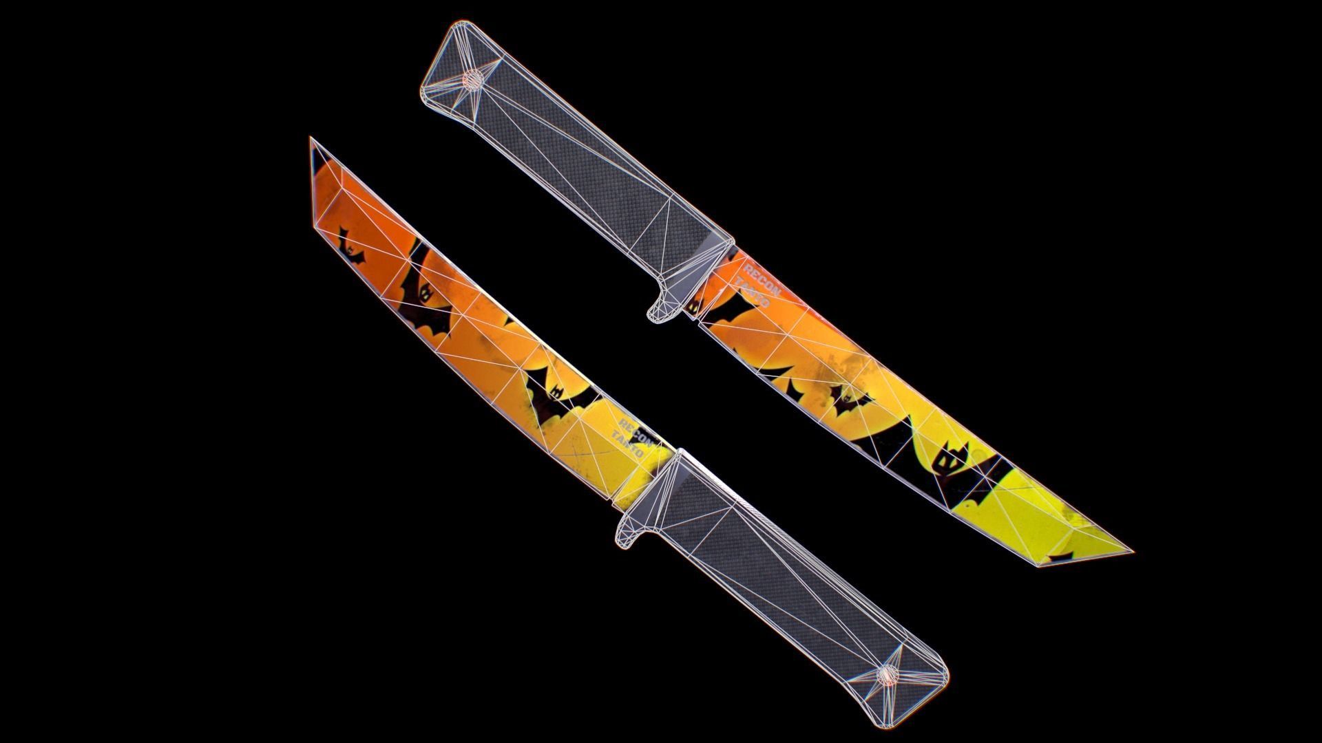 Cold Steel Recon Tanto Happy Halloween - Knife Low-poly 3D model_1