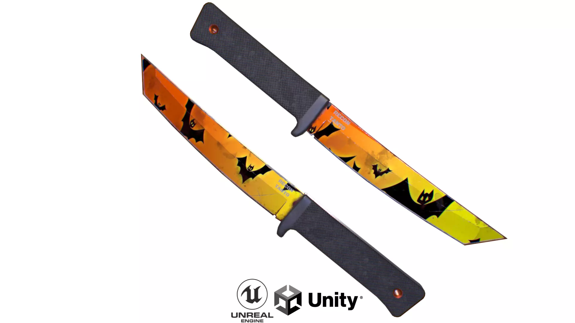 Cold Steel Recon Tanto Happy Halloween - Knife Low-poly 3D model_0