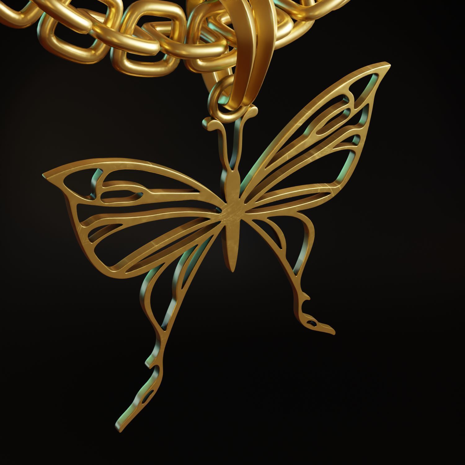 Butterfly Stylized Pendant Amulet Necklace Design 3D print model_6