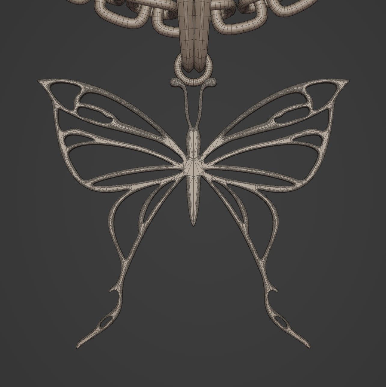 Butterfly Stylized Pendant Amulet Necklace Design 3D print model_13
