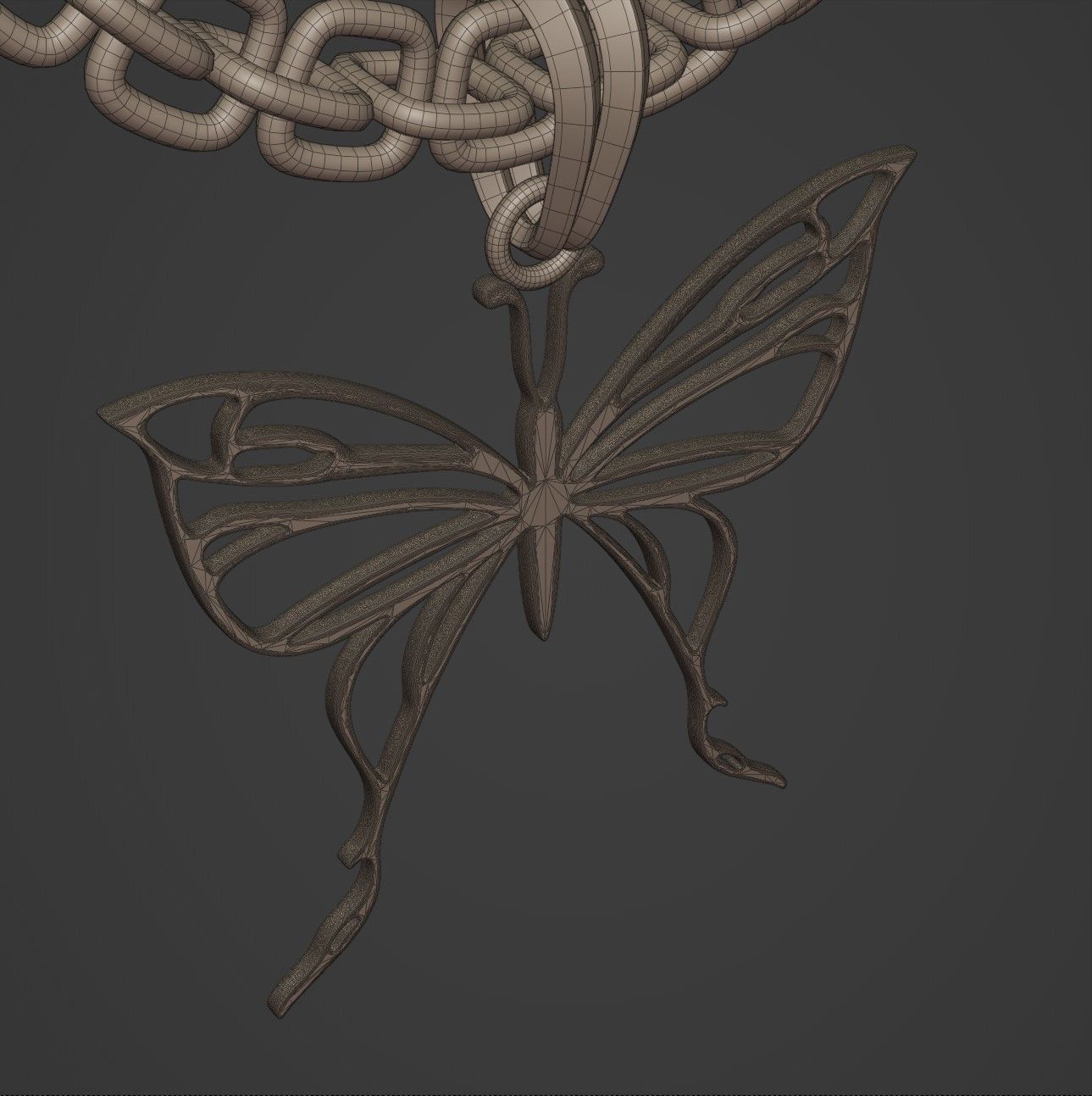 Butterfly Stylized Pendant Amulet Necklace Design 3D print model_18