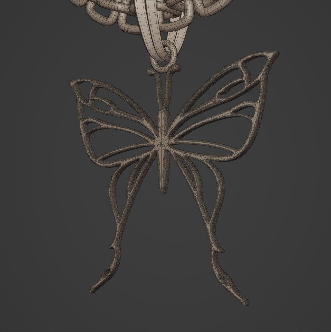 Butterfly Stylized Pendant Amulet Necklace Design 3D print model_17