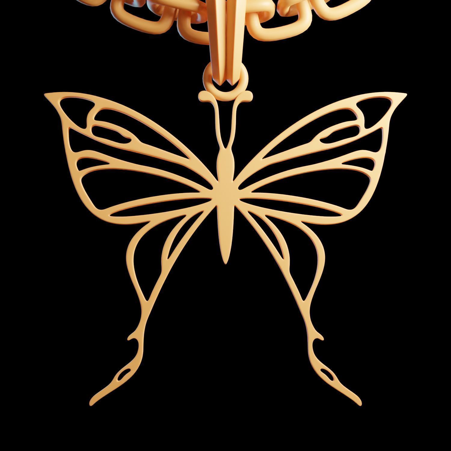 Butterfly Stylized Pendant Amulet Necklace Design 3D print model_7
