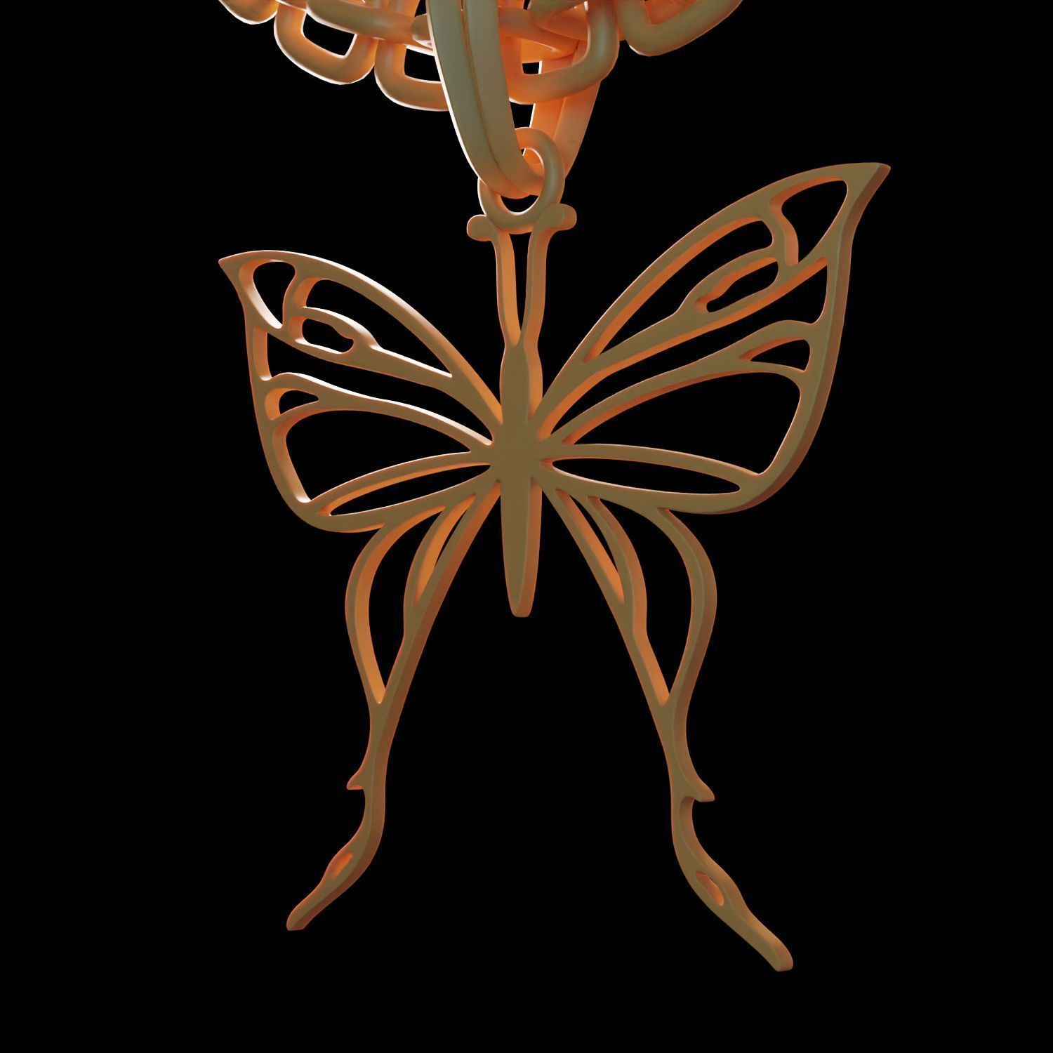 Butterfly Stylized Pendant Amulet Necklace Design 3D print model_11
