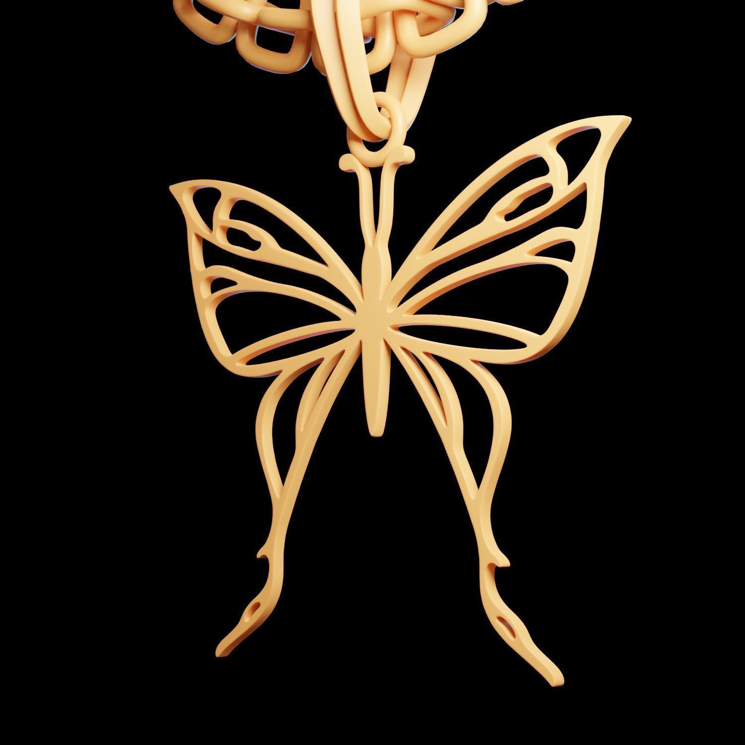 Butterfly Stylized Pendant Amulet Necklace Design 3D print model_8