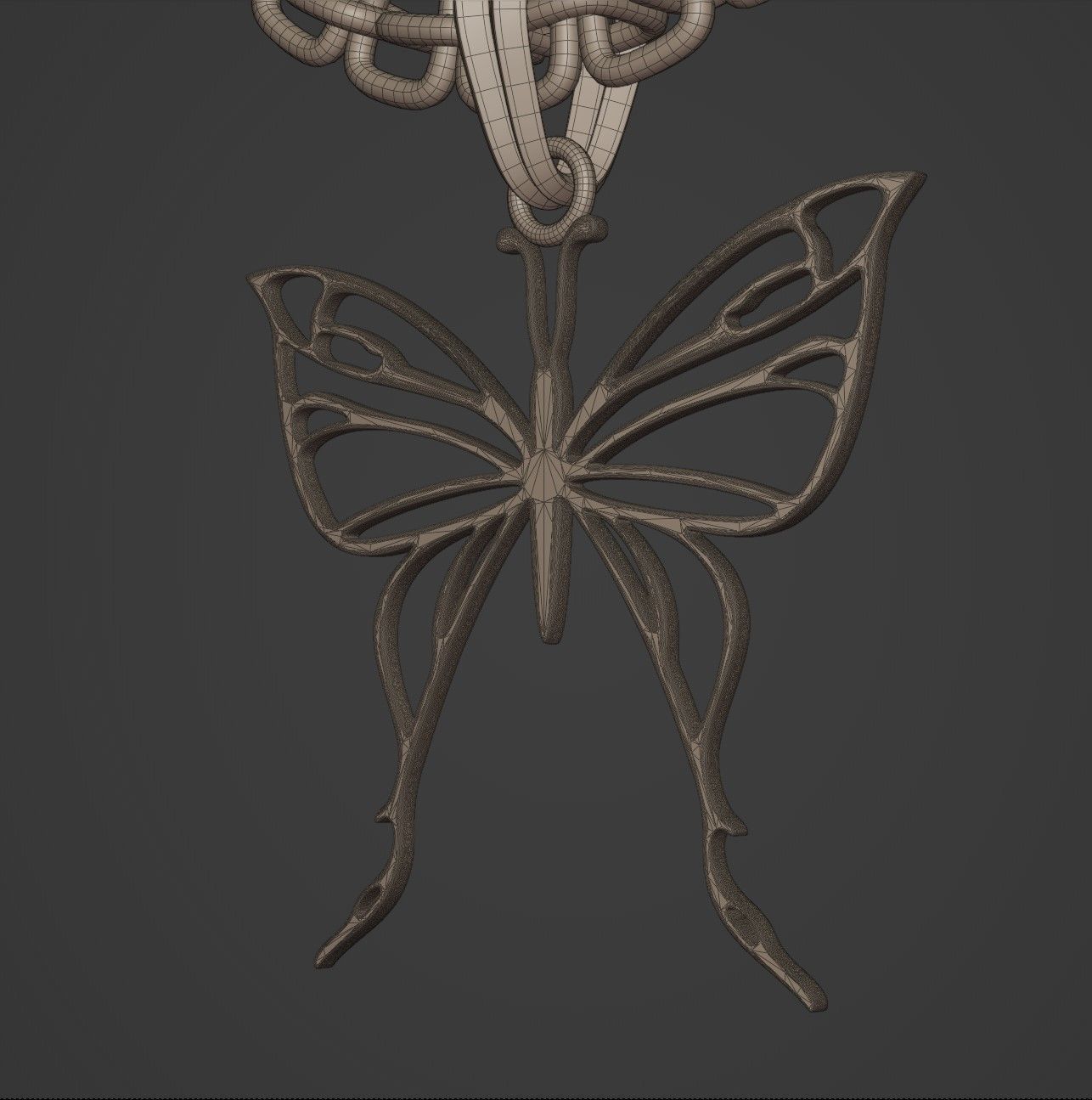 Butterfly Stylized Pendant Amulet Necklace Design 3D print model_14
