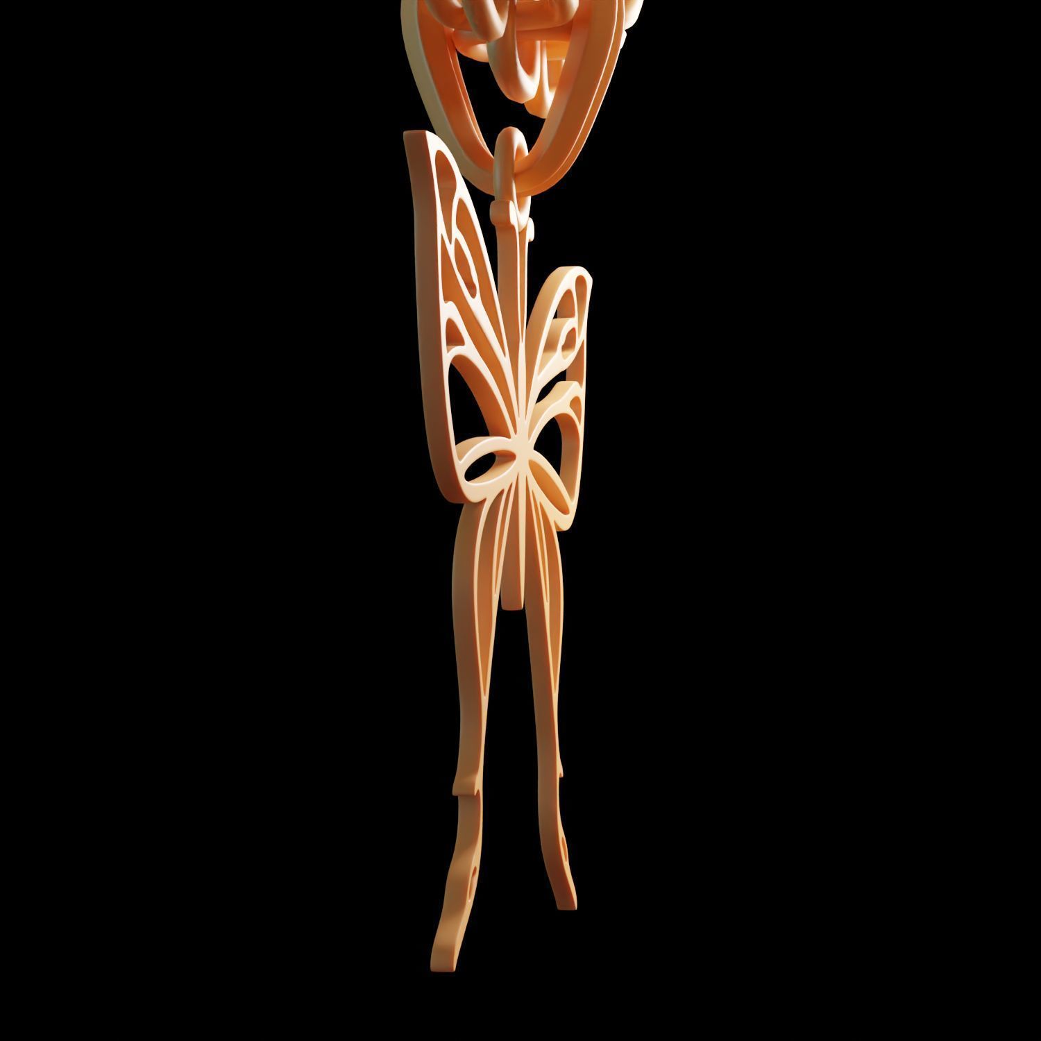 Butterfly Stylized Pendant Amulet Necklace Design 3D print model_10