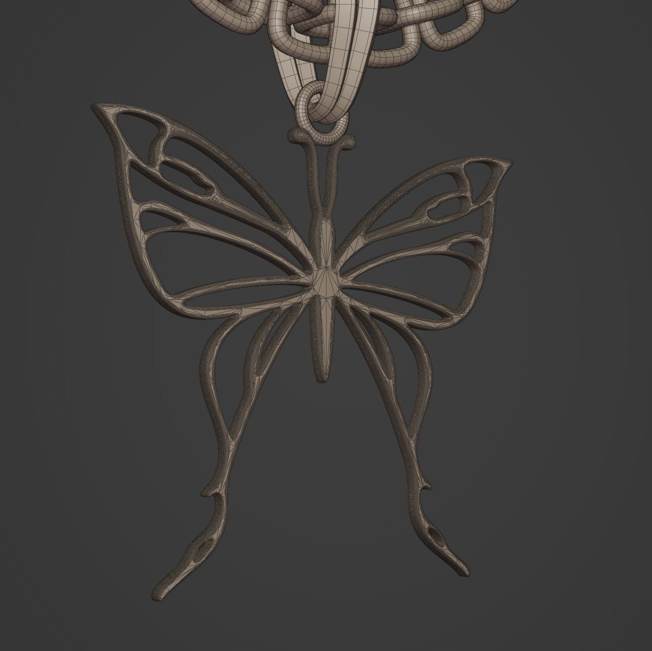 Butterfly Stylized Pendant Amulet Necklace Design 3D print model_15