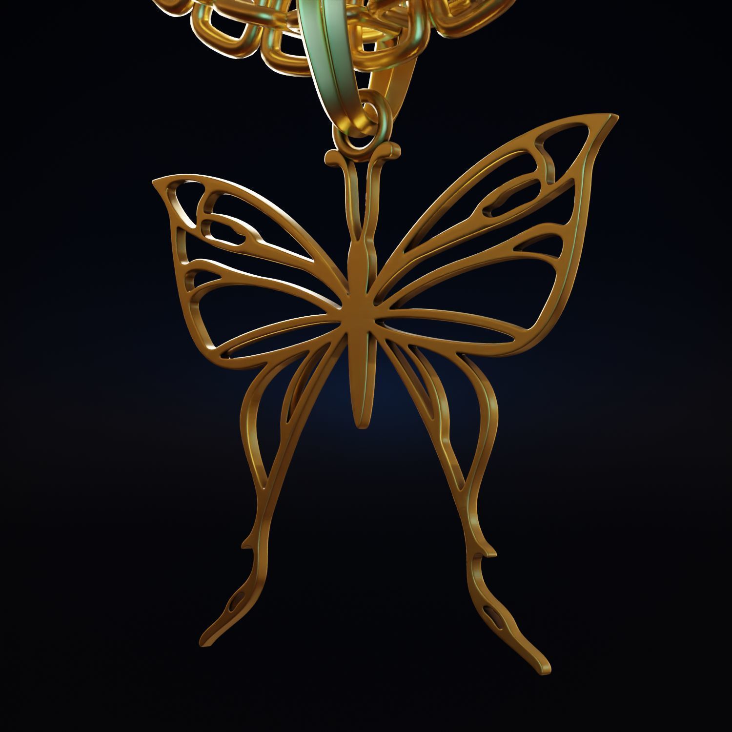 Butterfly Stylized Pendant Amulet Necklace Design 3D print model_5