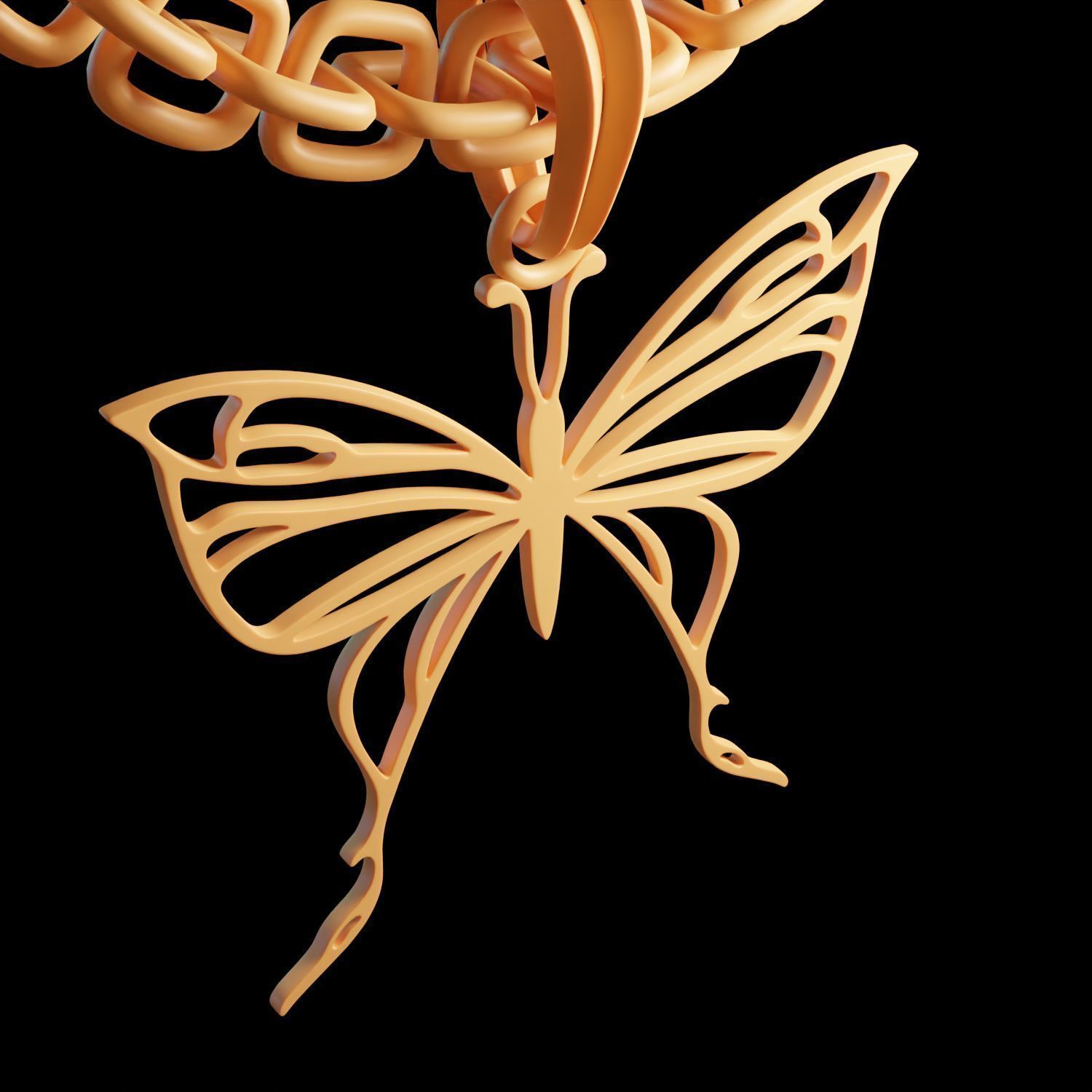 Butterfly Stylized Pendant Amulet Necklace Design 3D print model_12