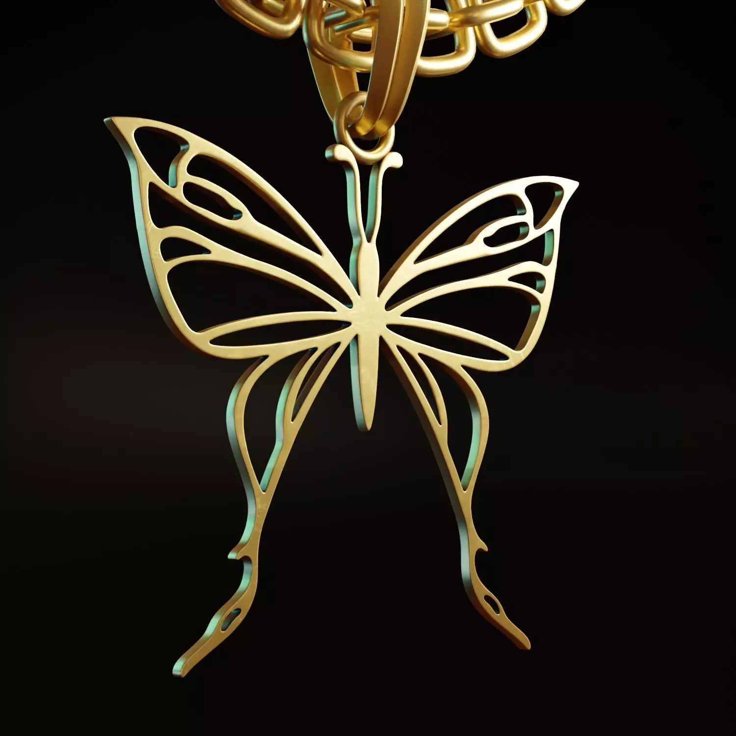 Butterfly Stylized Pendant Amulet Necklace Design 3D print model_0