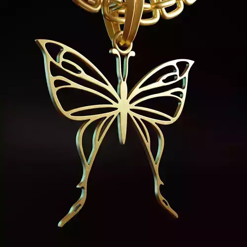 Butterfly Stylized Pendant Amulet Necklace Design 3D print model