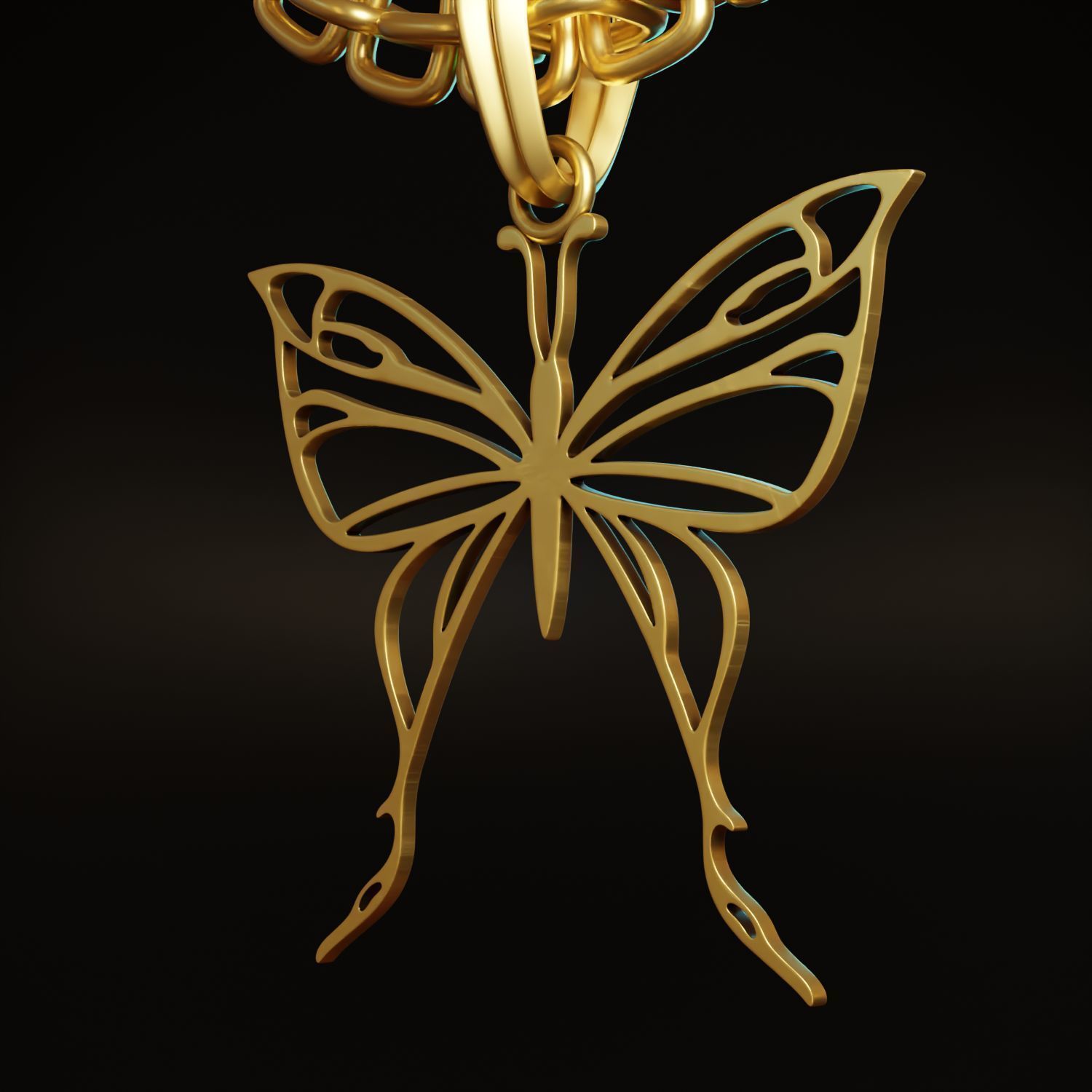 Butterfly Stylized Pendant Amulet Necklace Design 3D print model_3