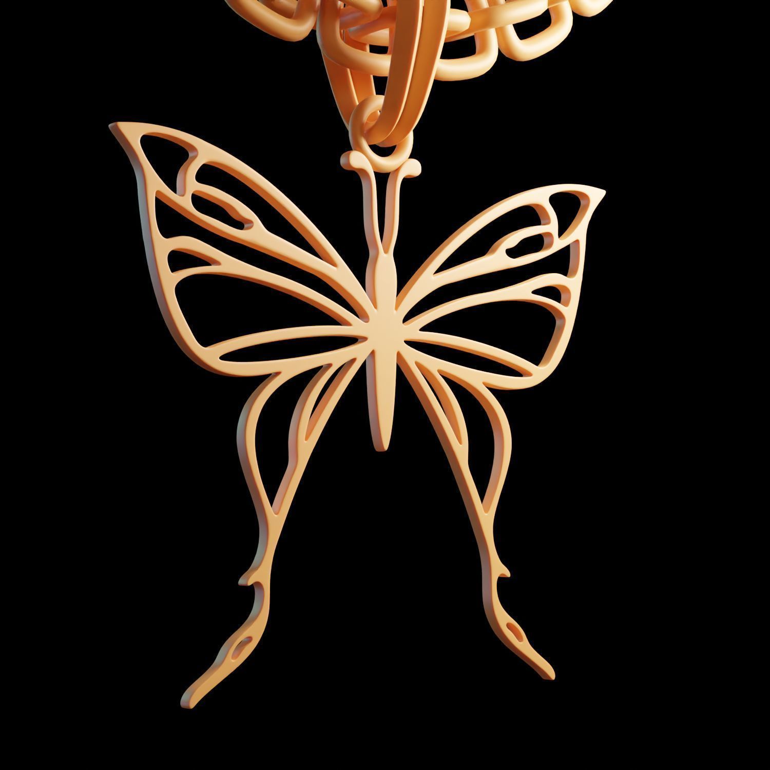 Butterfly Stylized Pendant Amulet Necklace Design 3D print model_9