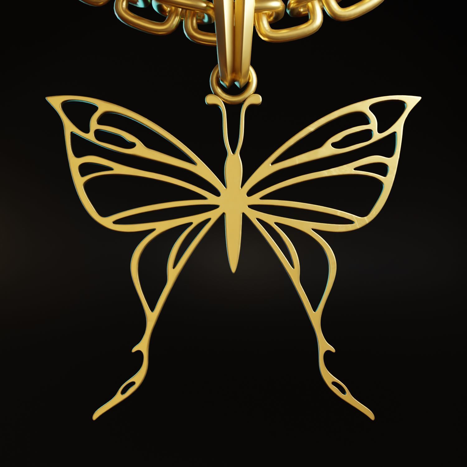 Butterfly Stylized Pendant Amulet Necklace Design 3D print model_1