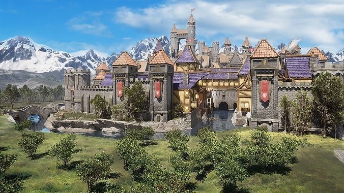 Castles and Towns Massive 250 Piece Kitbash Modular Pack 3D model 2