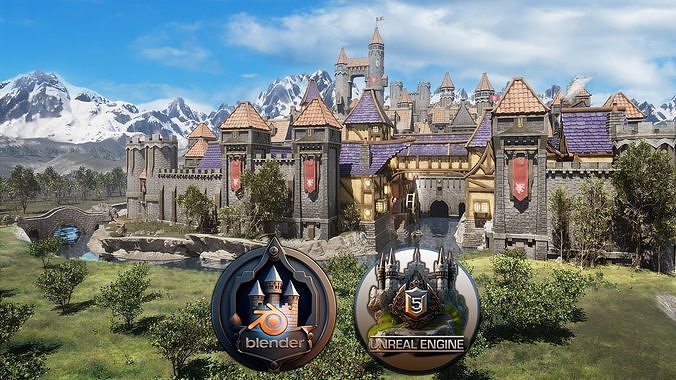 Castles and Towns Massive 250 Piece Kitbash Modular Pack 3D model 7