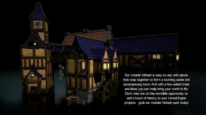 Castles and Towns Massive 250 Piece Kitbash Modular Pack 3D model 3