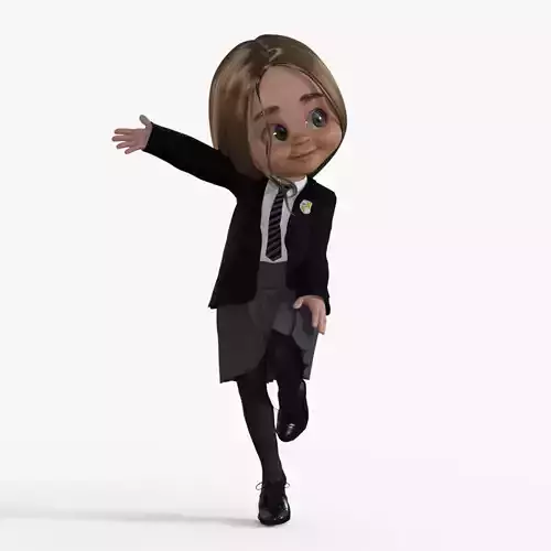 Cartoon Student Girl  Rigged