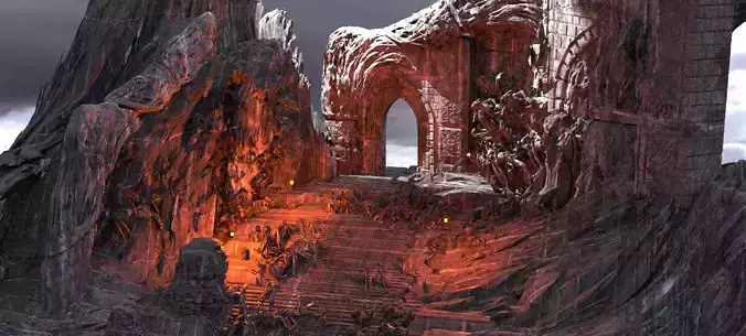 Dantes Inferno Corpse mount archway Kitbash 3D model