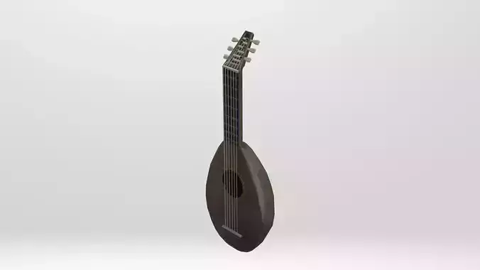 Lute plucked string instrument Low-poly 3D model