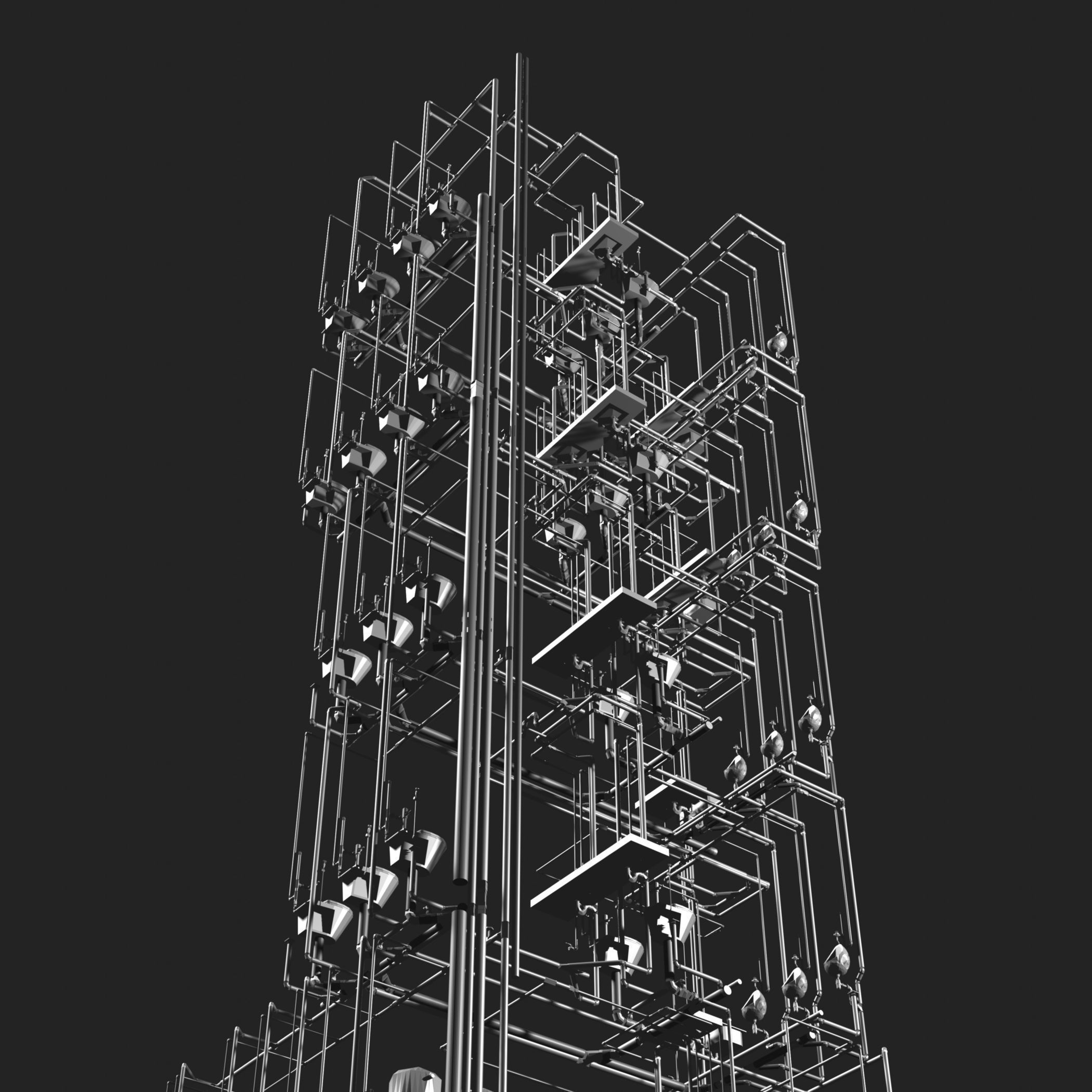 Plumbing and piping in building power plant 3D model_3