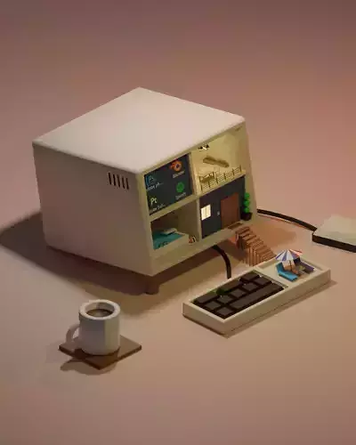 PC HOUSE Free low-poly 3D model