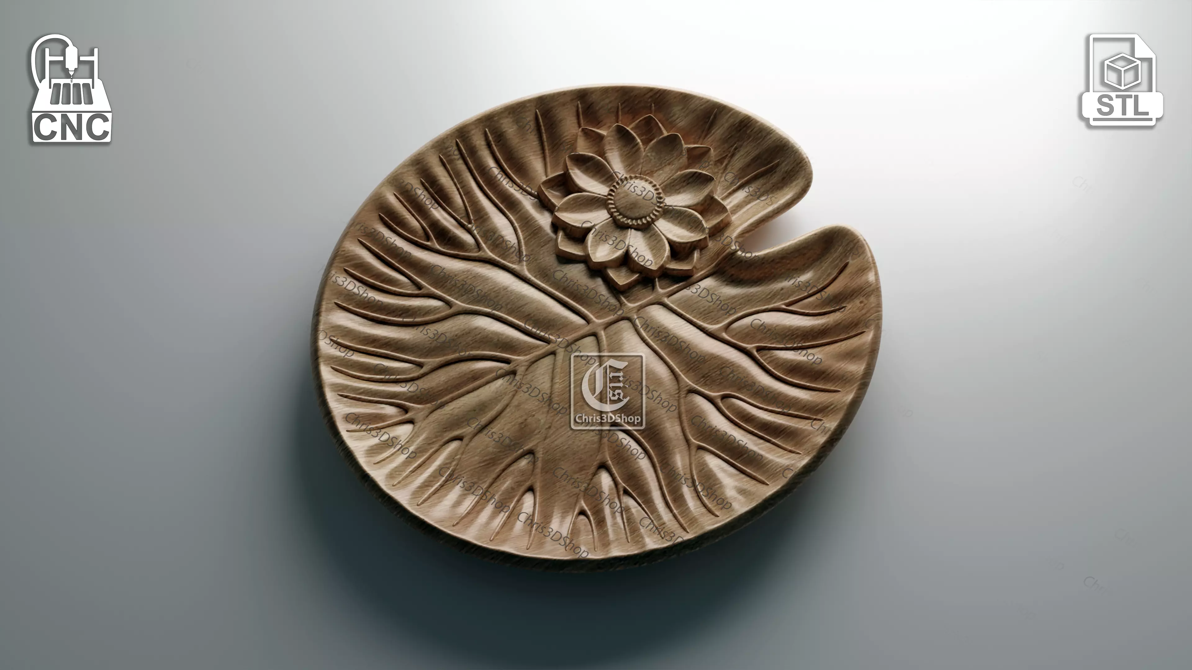 Lotus Leaf Tray - STL model for CNC  3D print model_0
