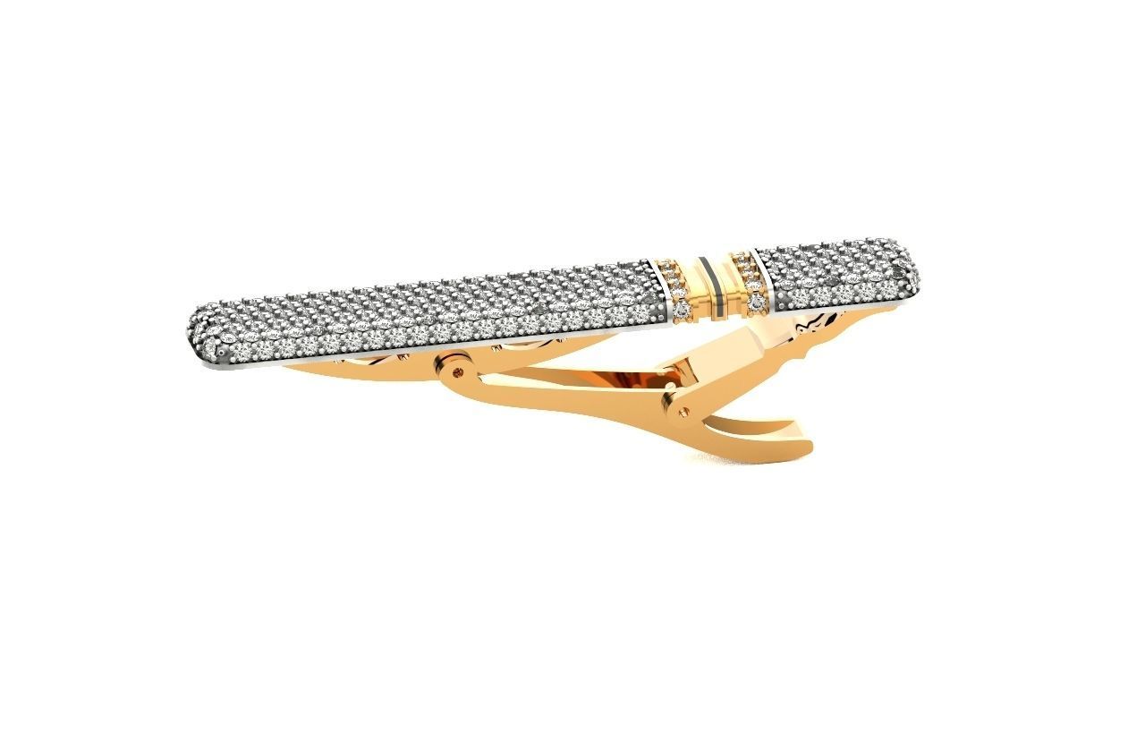 unisex tie clip with diamonds 691 3D print model_12