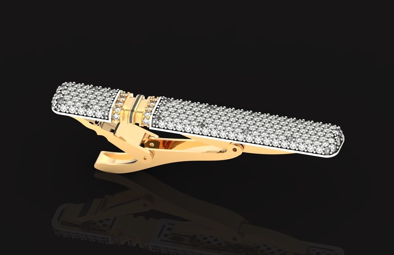 unisex tie clip with diamonds 691 3D print model_19