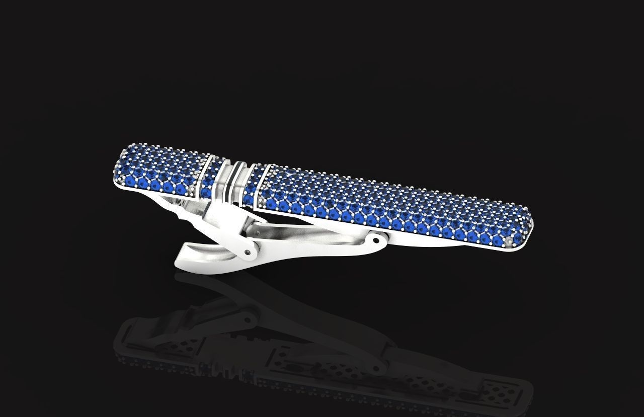 unisex tie clip with diamonds 691 3D print model_3