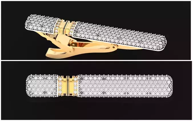unisex tie clip with diamonds 691