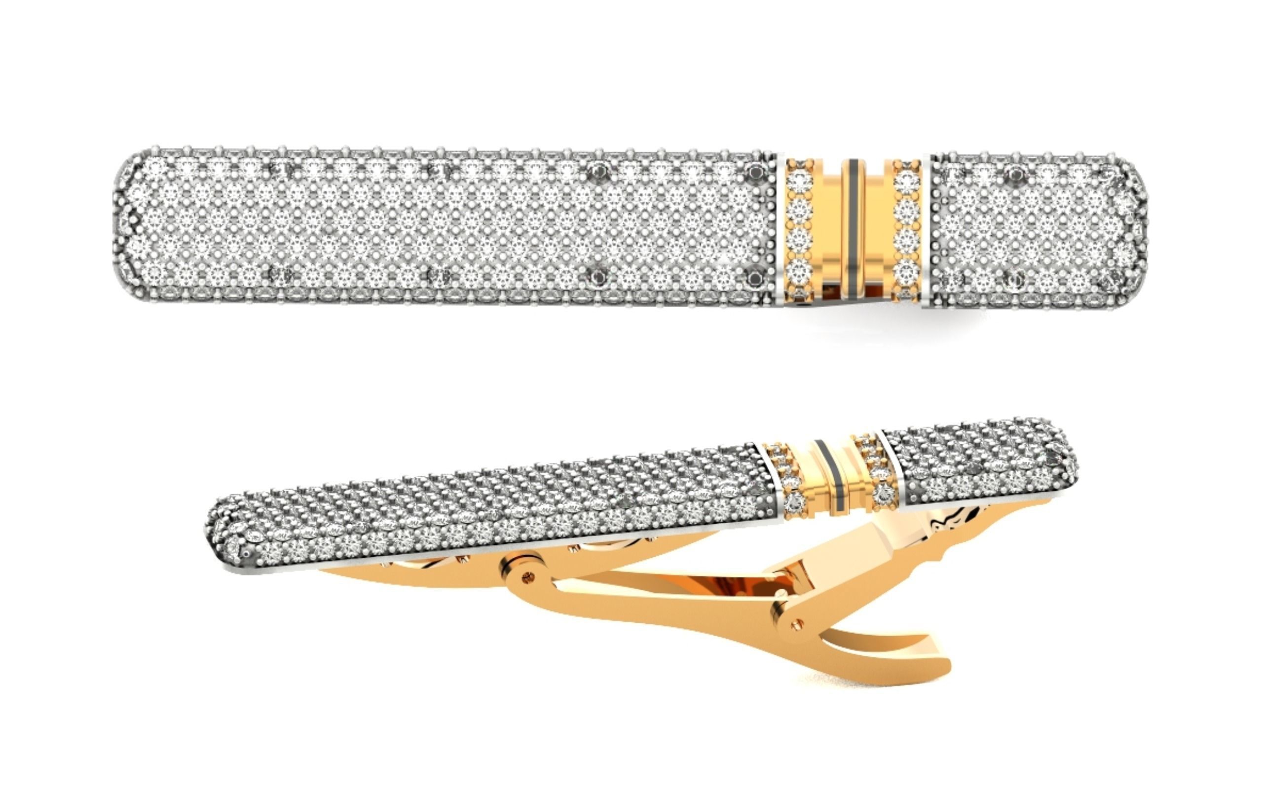unisex tie clip with diamonds 691 3D print model_1