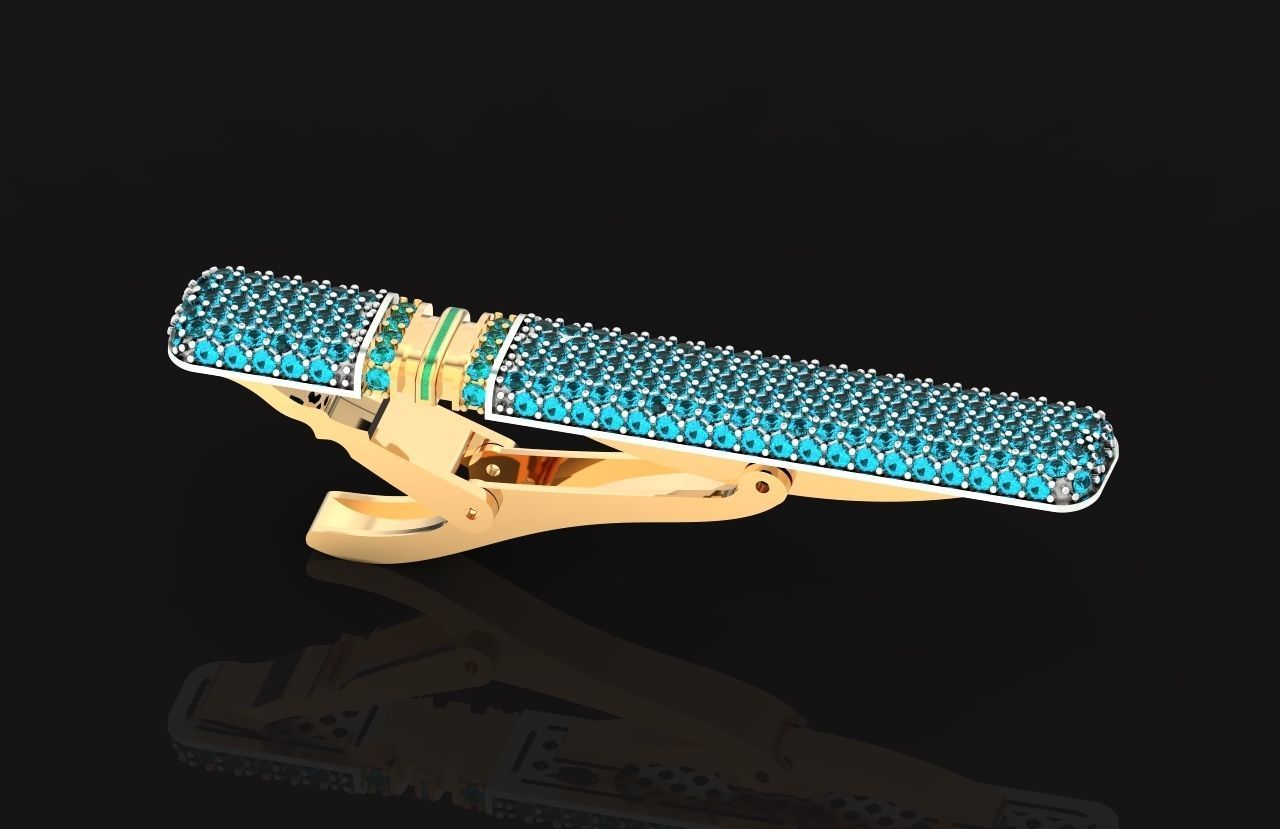 unisex tie clip with diamonds 691 3D print model_20