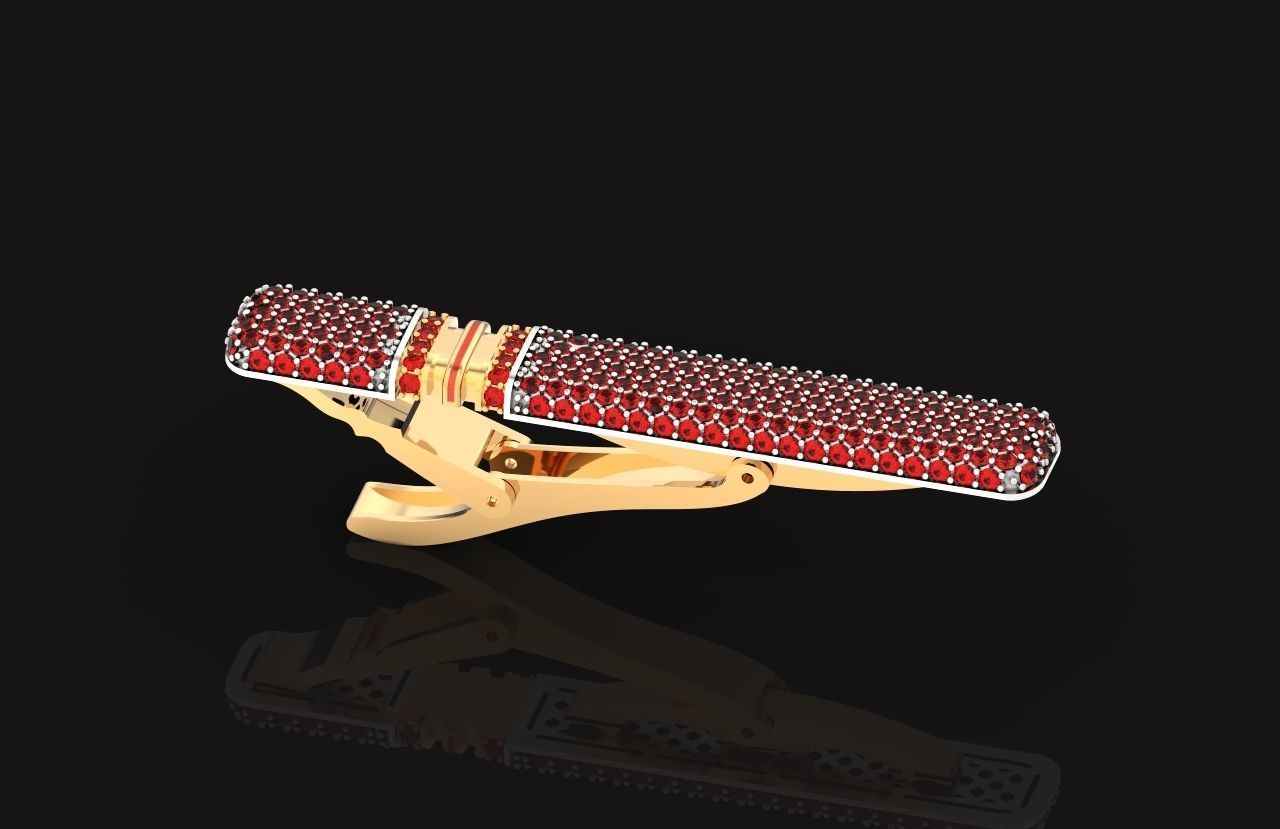 unisex tie clip with diamonds 691 3D print model_21