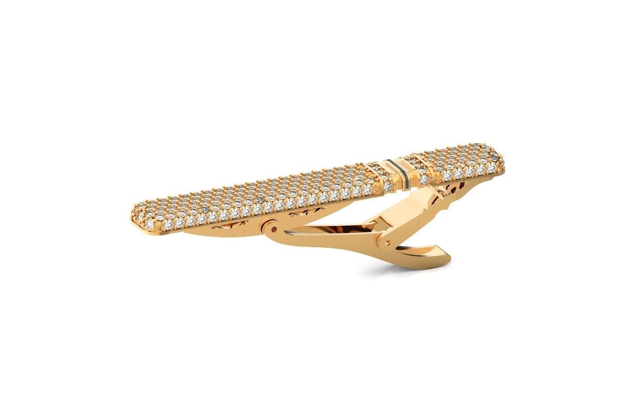 unisex tie clip with diamonds 691 3D print model_32
