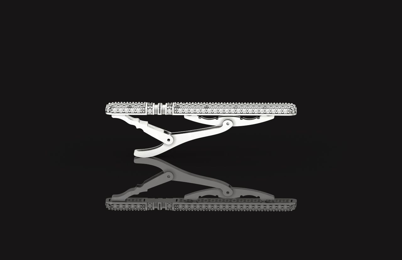 unisex tie clip with diamonds 691 3D print model_14