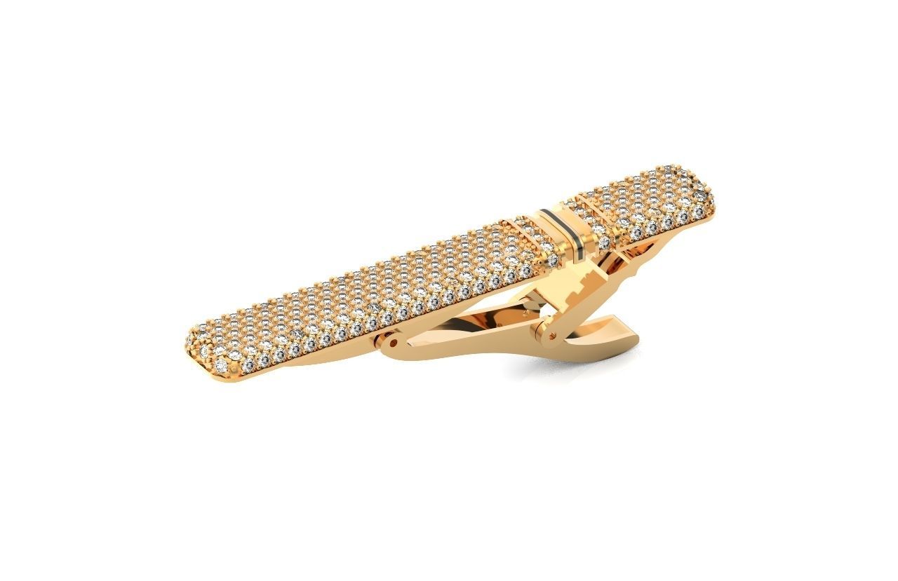 unisex tie clip with diamonds 691 3D print model_29