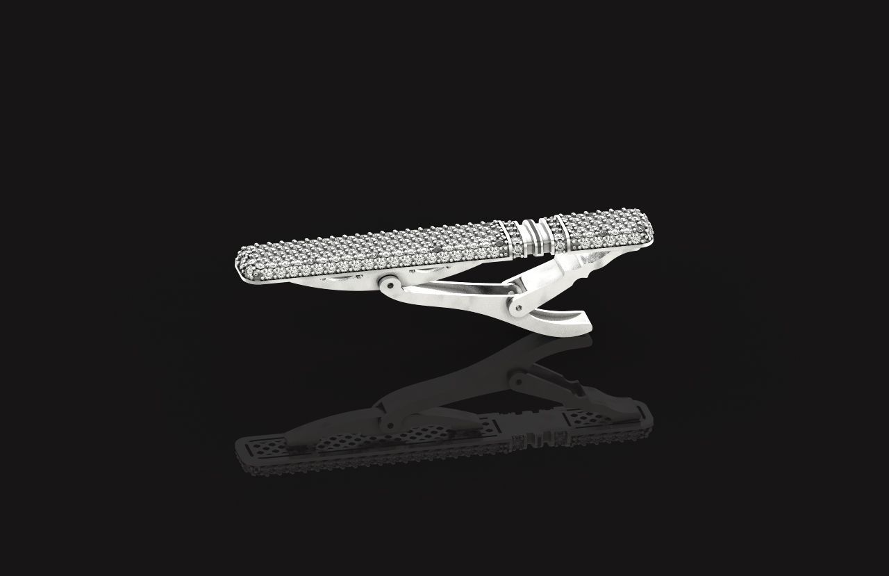 unisex tie clip with diamonds 691 3D print model_13