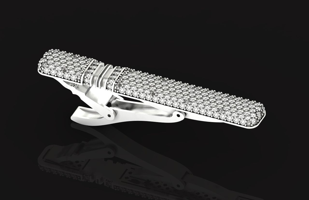 unisex tie clip with diamonds 691 3D print model_15