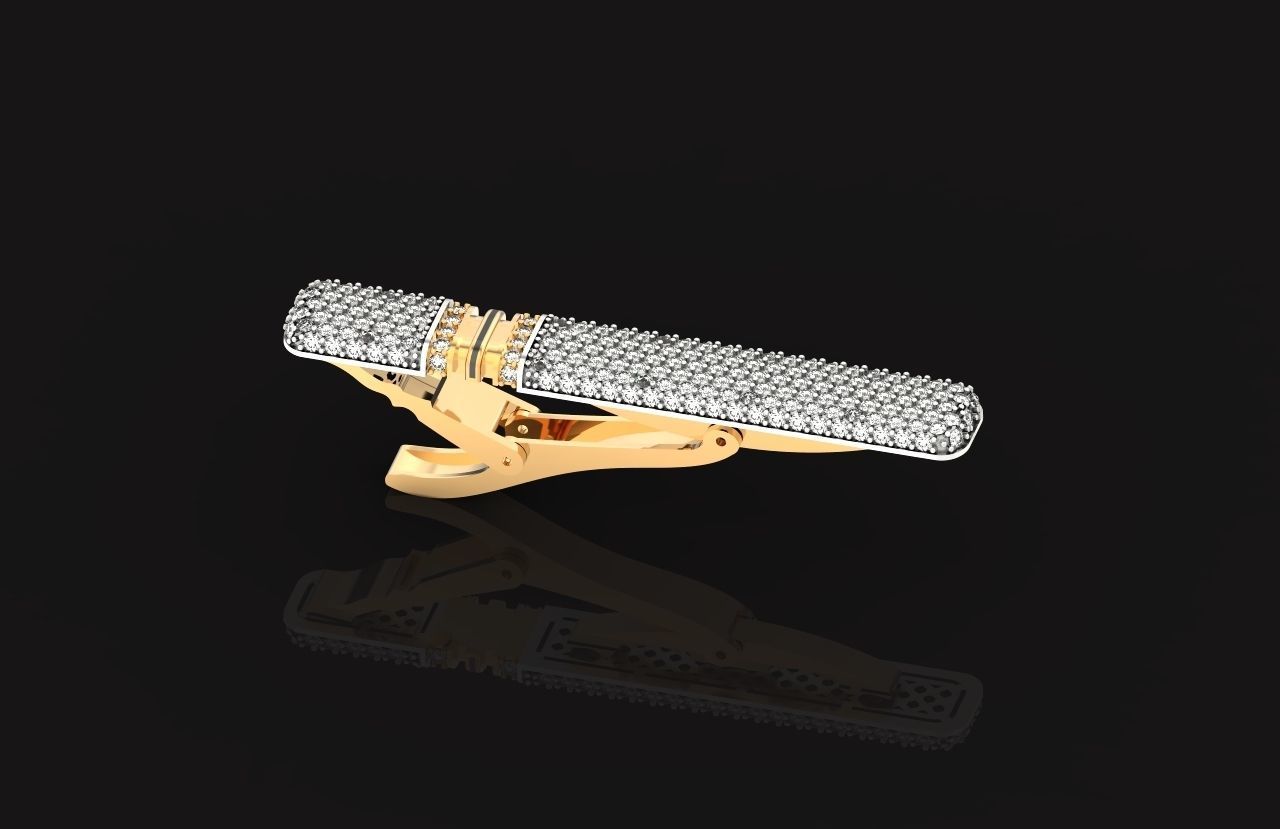 unisex tie clip with diamonds 691 3D print model_18