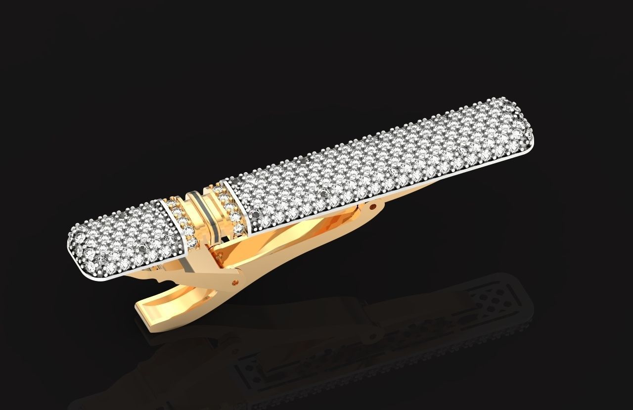 unisex tie clip with diamonds 691 3D print model_4