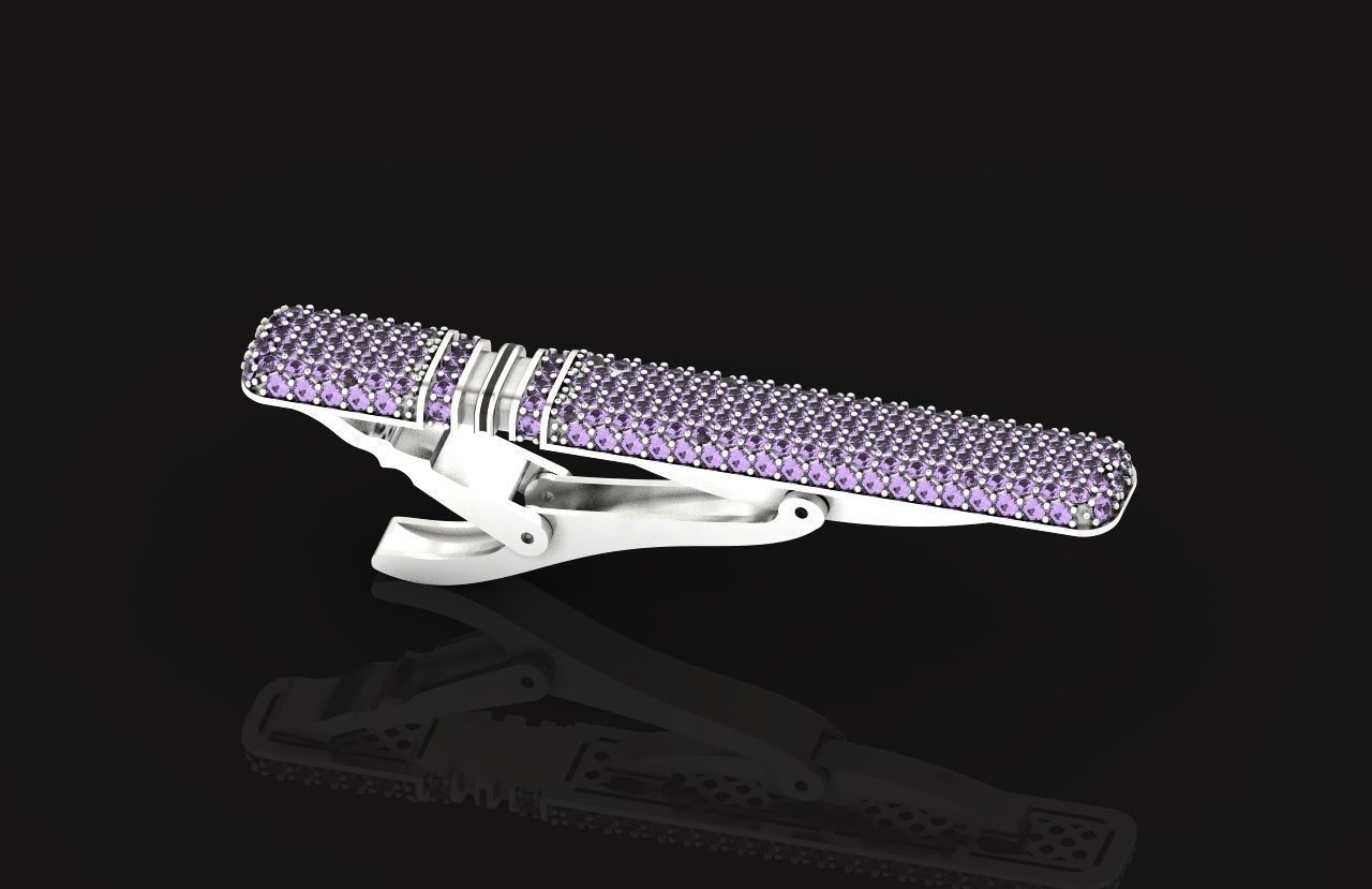 unisex tie clip with diamonds 691 3D print model_23