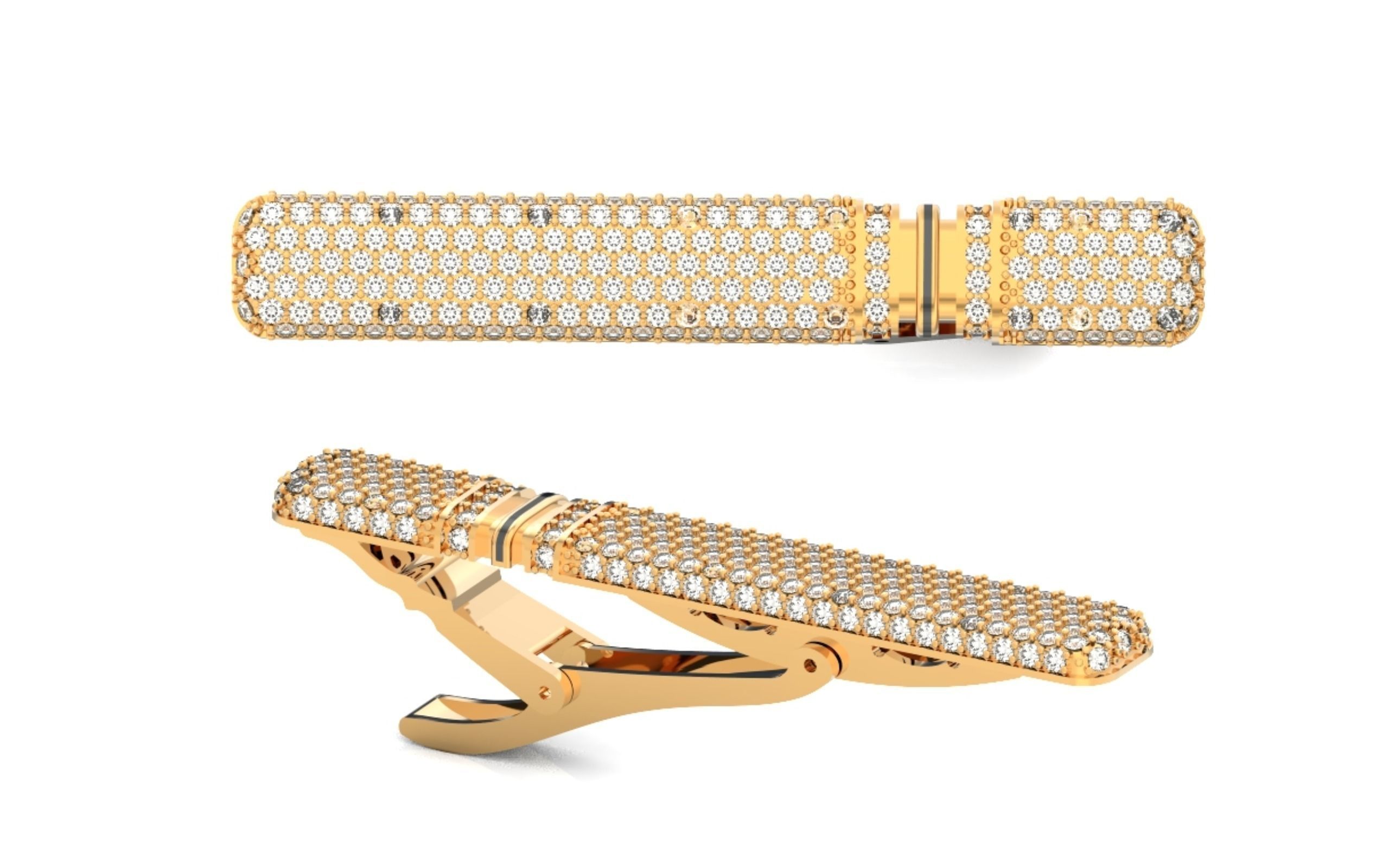 unisex tie clip with diamonds 691 3D print model_2