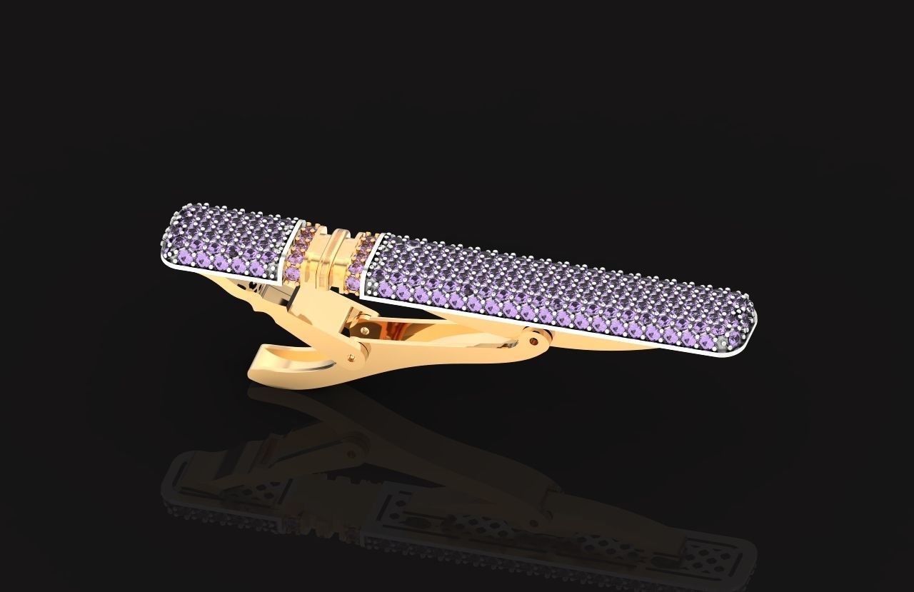 unisex tie clip with diamonds 691 3D print model_22