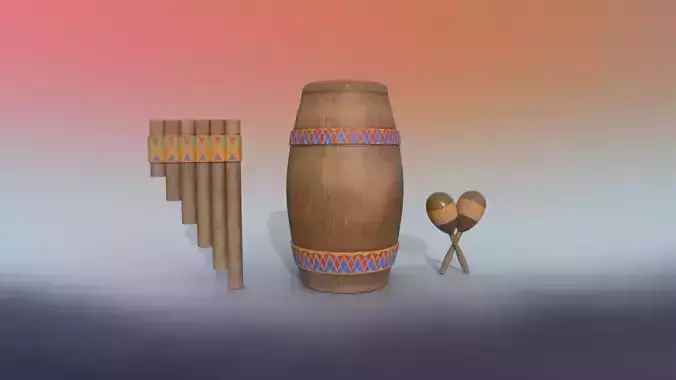 Musical instruments PBR game ready 3D model  Low-poly 3D model
