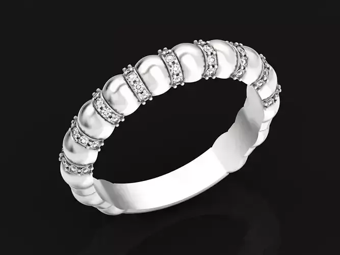 Hemisphere bubbles ring with stones 695