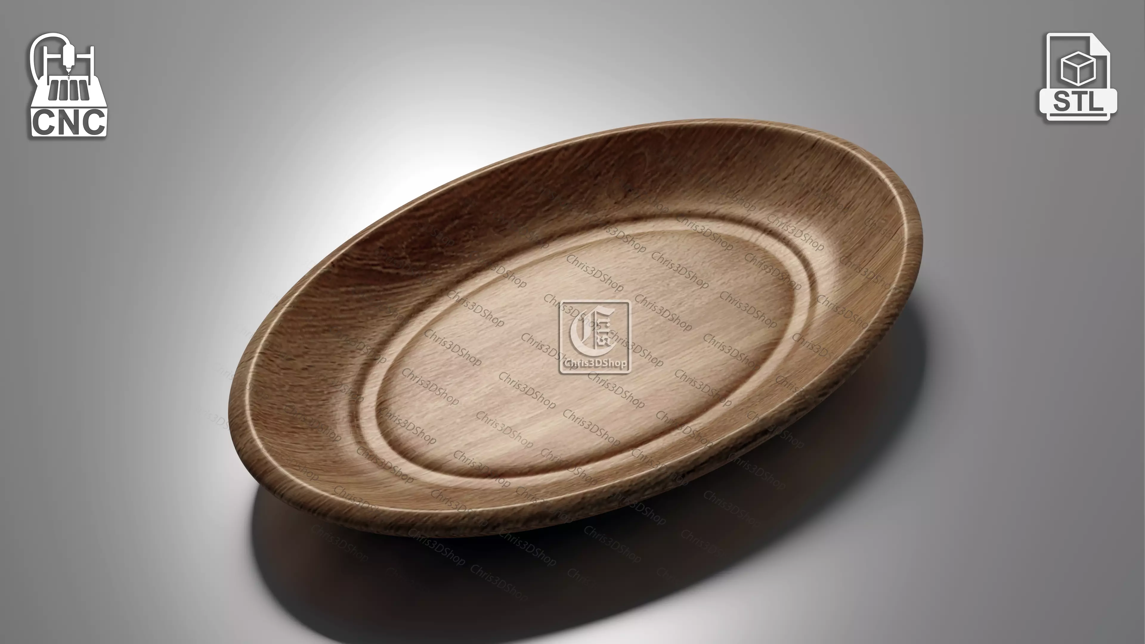 Oval Bowl - 3D STL Files for CNC 3D print model